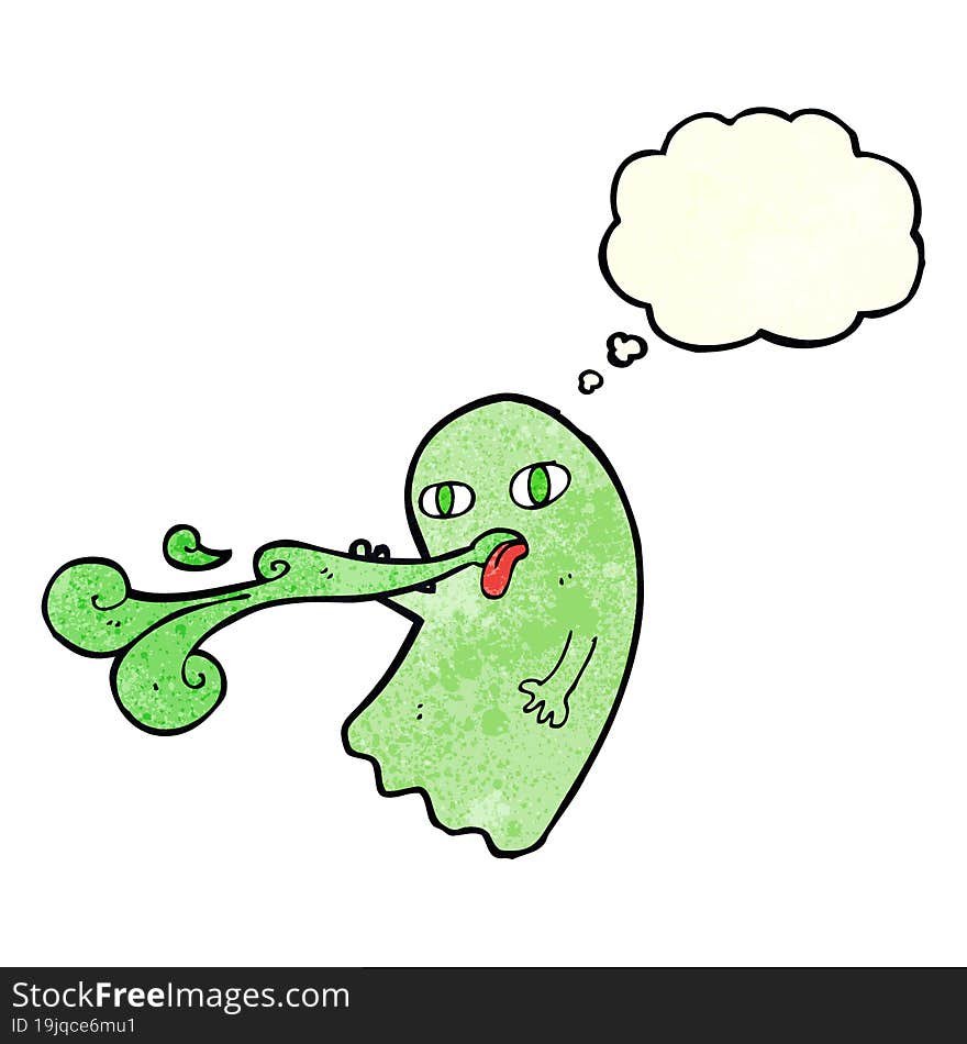 Funny Cartoon Ghost With Thought Bubble