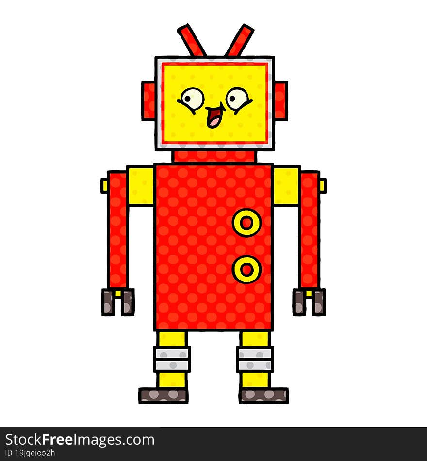 Comic Book Style Cartoon Robot