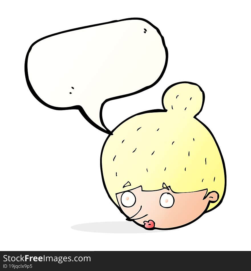 cartoon surprised woman s face with speech bubble