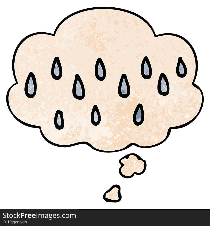 cartoon rain and thought bubble in grunge texture pattern style