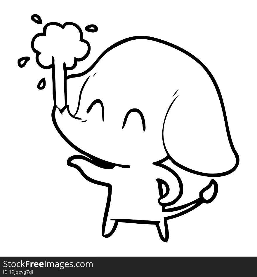 cute cartoon elephant spouting water. cute cartoon elephant spouting water