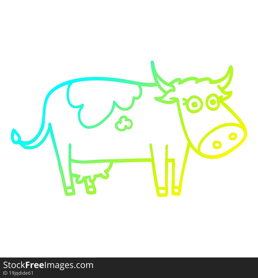 cold gradient line drawing cartoon farm cow