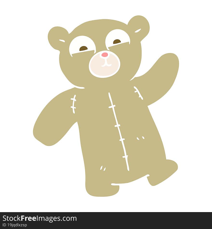 Flat Color Illustration Of A Cartoon Teddy Bear