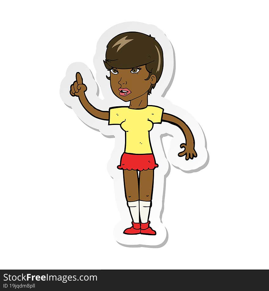 Sticker Of A Cartoon Woman With Idea