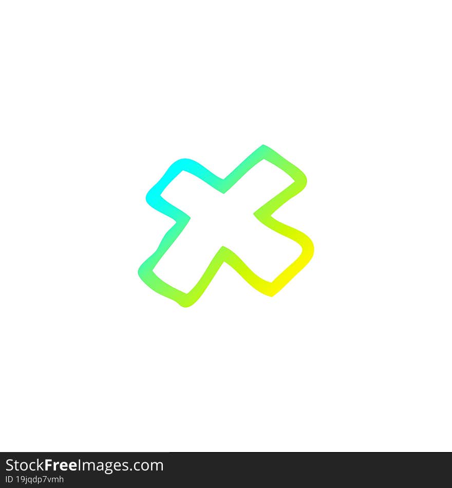 Cold Gradient Line Drawing Cartoon Letter X