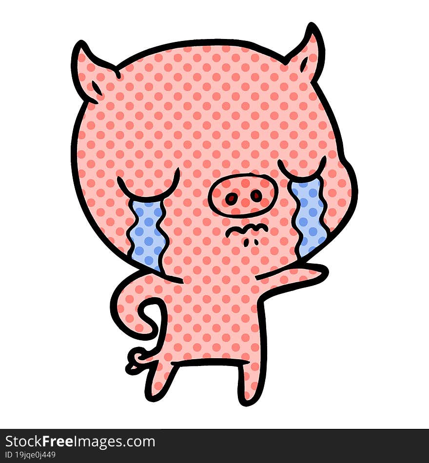 cartoon pig crying. cartoon pig crying