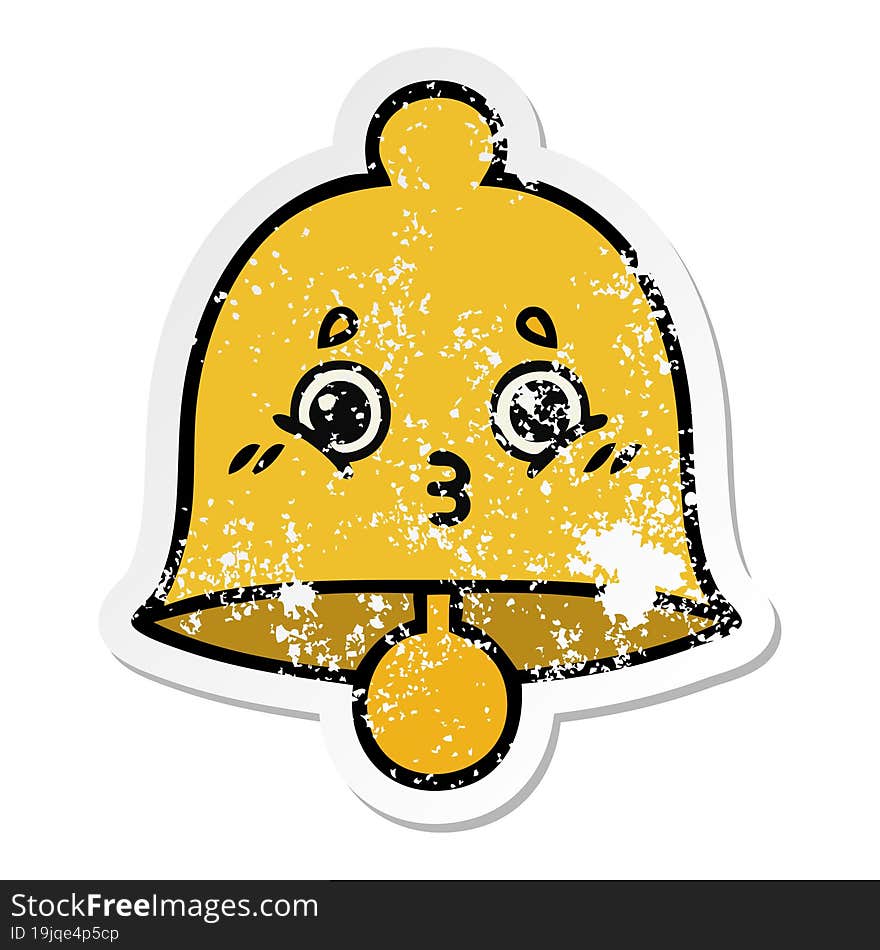 Distressed Sticker Of A Cute Cartoon Bell