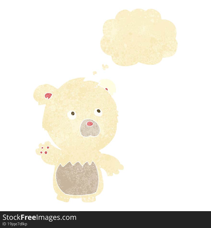 cartoon polar teddy bear with thought bubble