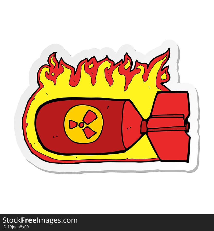 sticker of a cartoon nuclear bomb