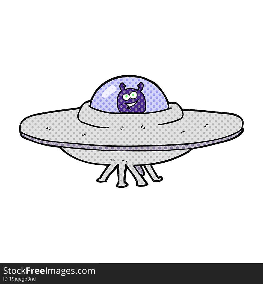 freehand drawn cartoon flying saucer