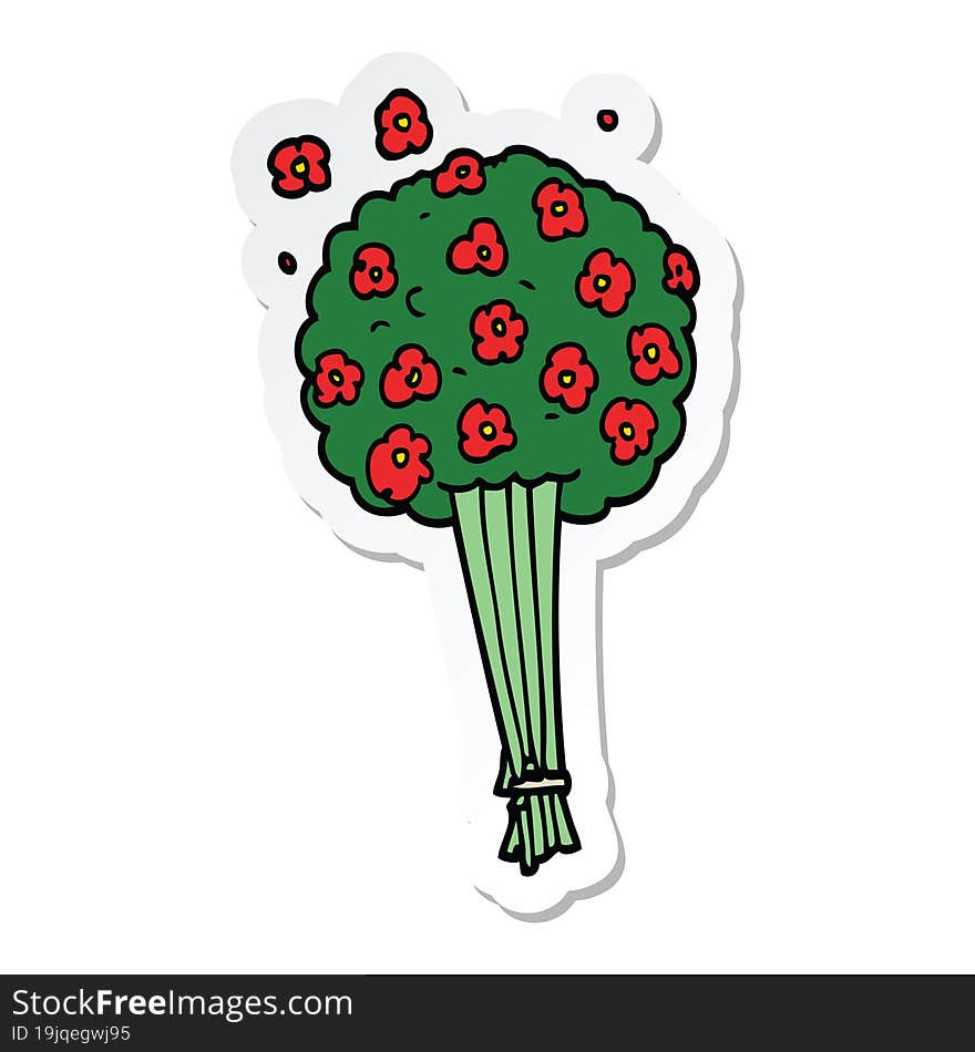 Sticker Of A Cartoon Bunch Of Flowers