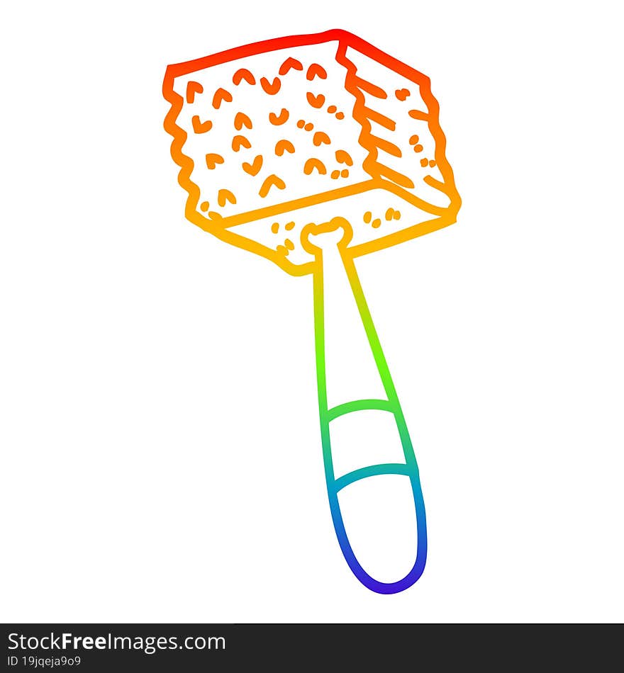 rainbow gradient line drawing cartoon meat hammer