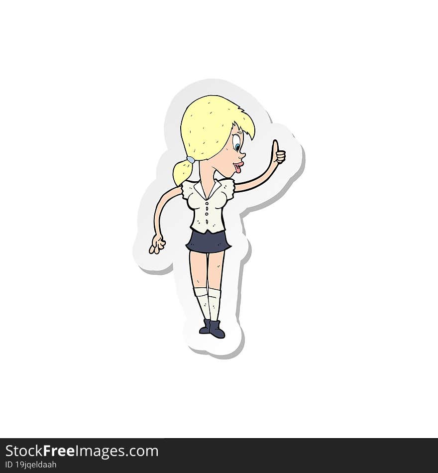 sticker of a cartoon girl with idea