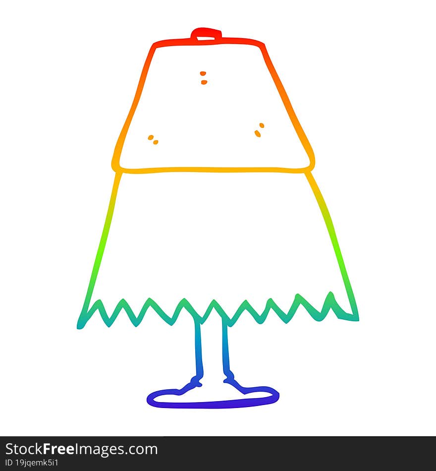 rainbow gradient line drawing of a cartoon table lamp