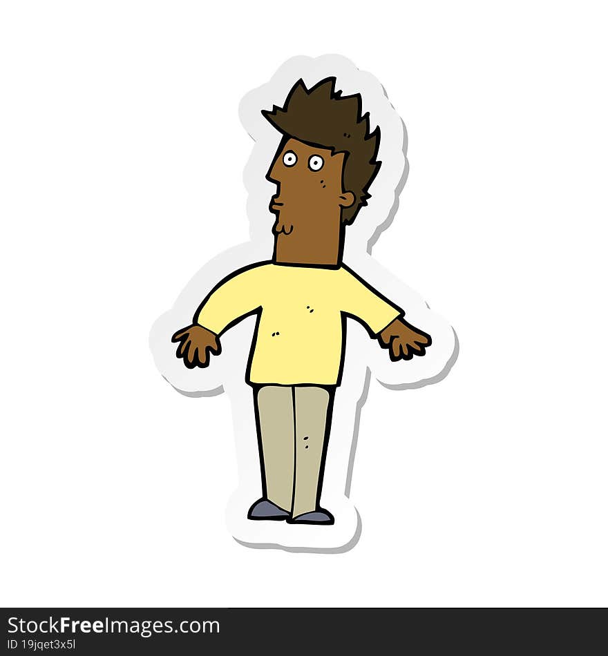 sticker of a cartoon surprised man