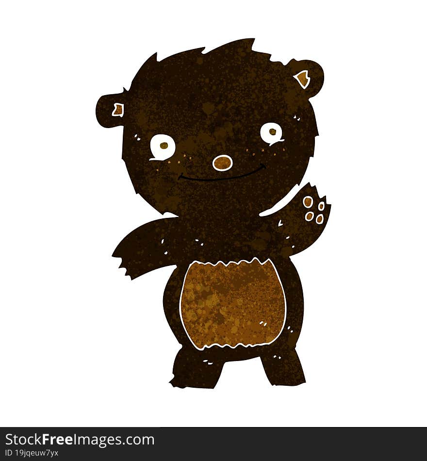 Cartoon Waving Black Bear Cub