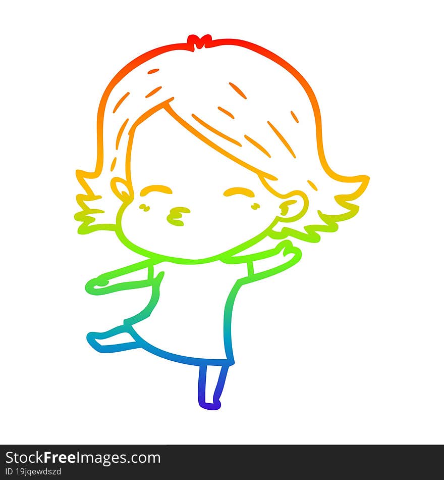 rainbow gradient line drawing cartoon woman dancing