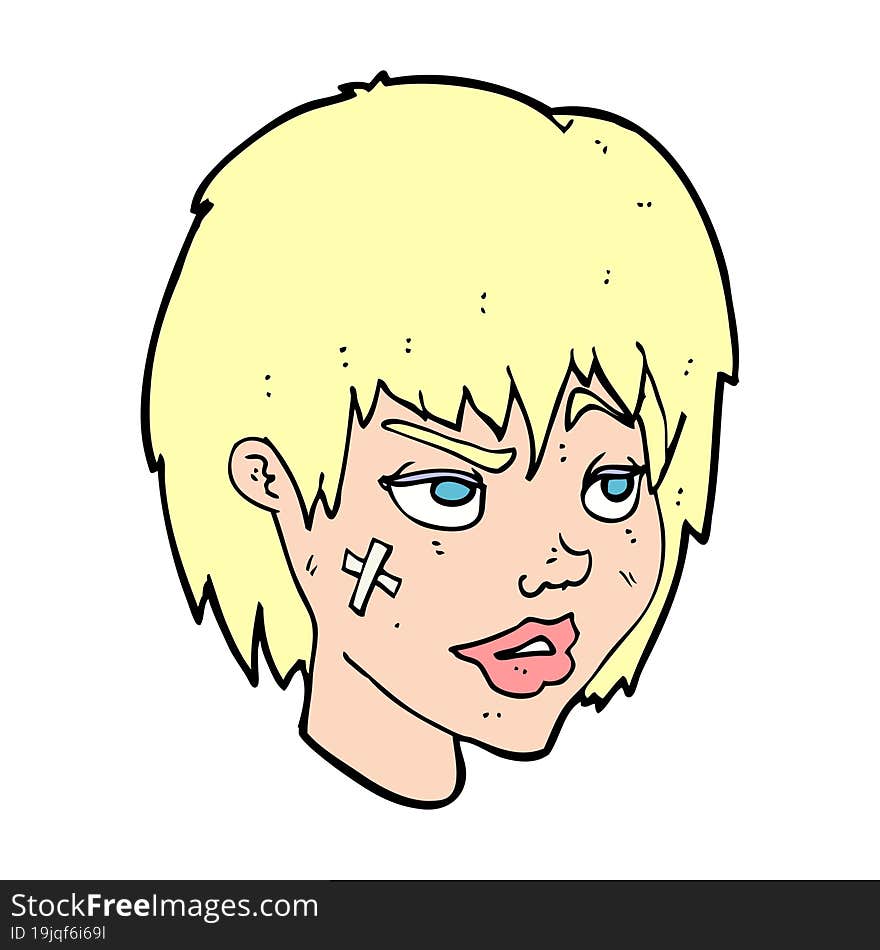 Cartoon Woman With Plaster On Face