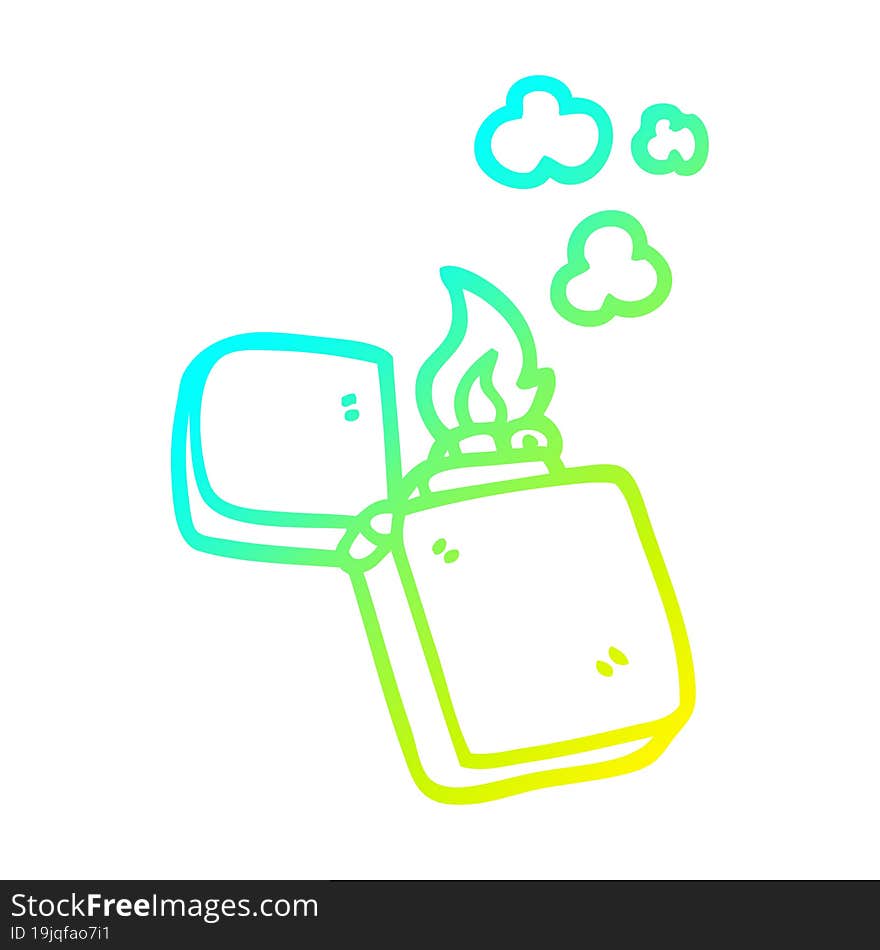 Cold Gradient Line Drawing Cartoon Old Lighter