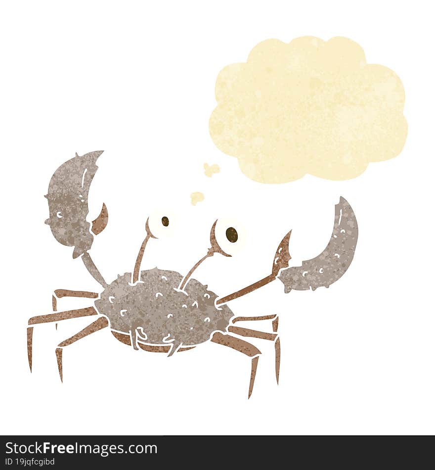 cartoon crab with thought bubble