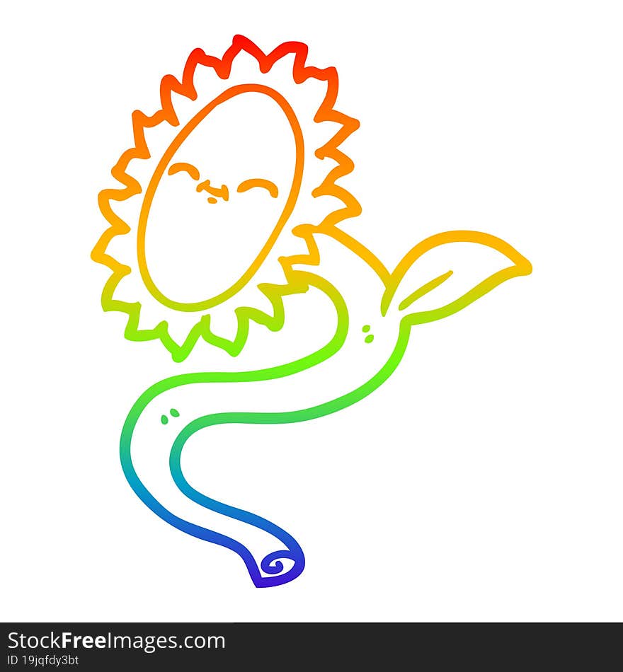 rainbow gradient line drawing cartoon sunflower