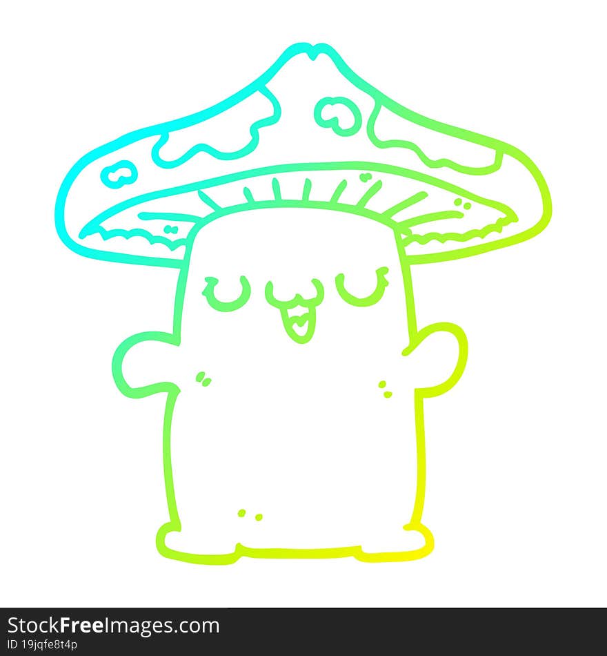 cold gradient line drawing cartoon mushroom creature