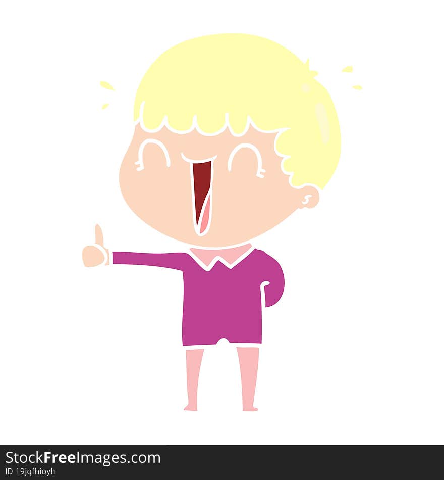 laughing flat color style cartoon man