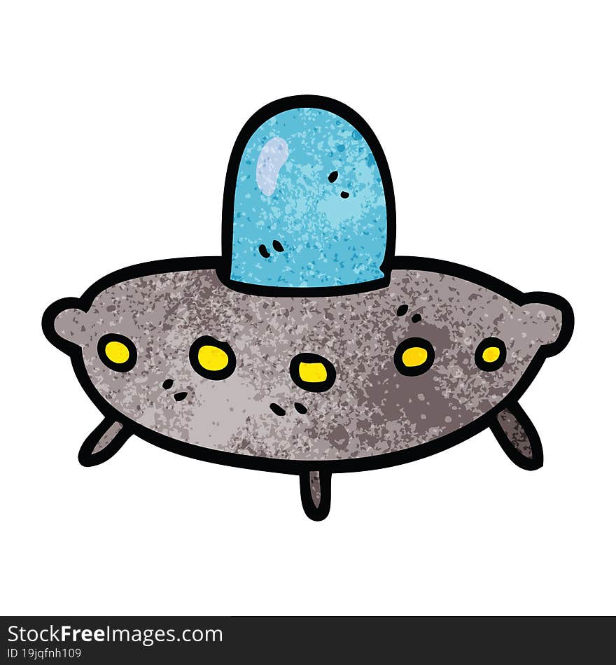 cartoon doodle alien spaceship