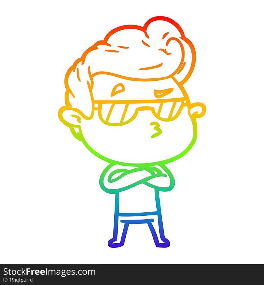 rainbow gradient line drawing cartoon cool guy