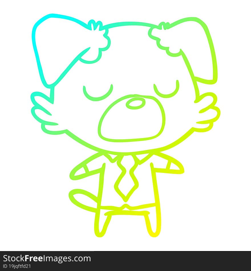 cold gradient line drawing cartoon dog manager