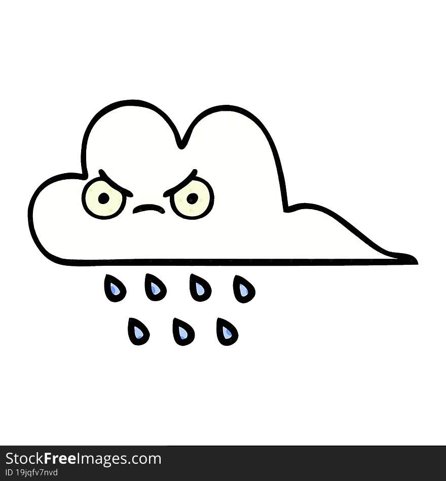 comic book style cartoon of a rain cloud