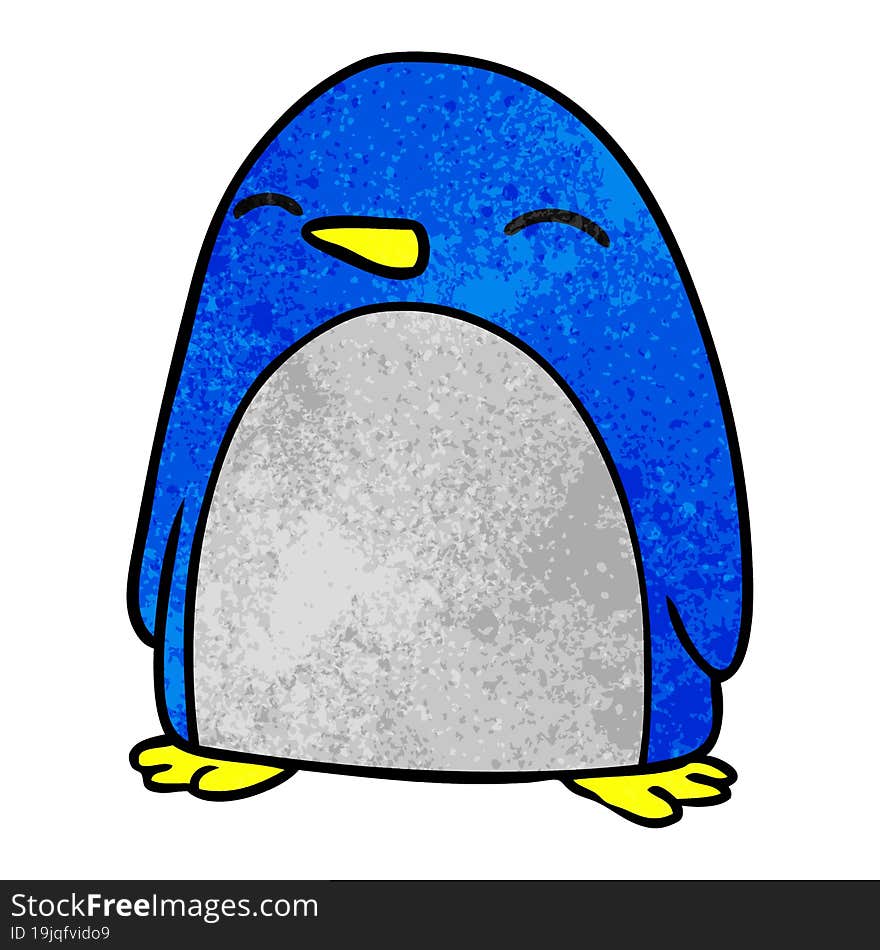 textured cartoon doodle of a cute penguin