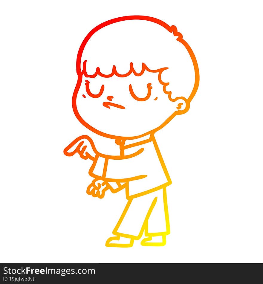 warm gradient line drawing cartoon grumpy boy