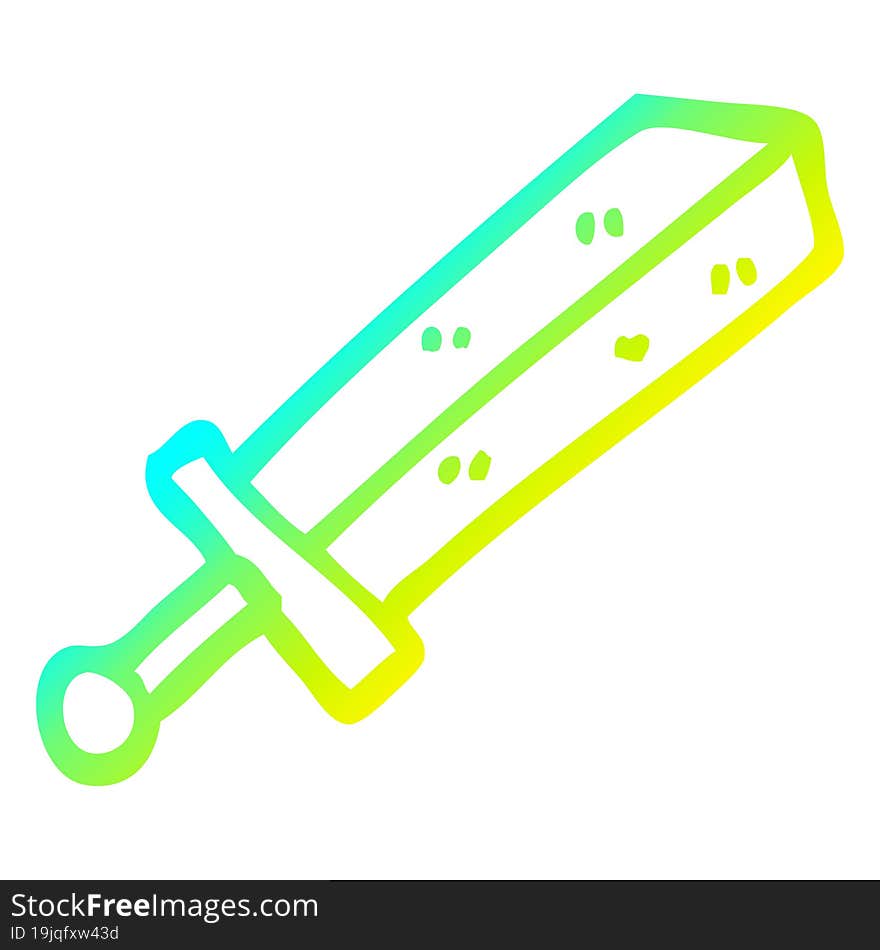 cold gradient line drawing cartoon sword