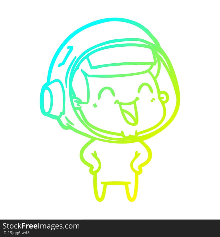 cold gradient line drawing of a happy cartoon astronaut