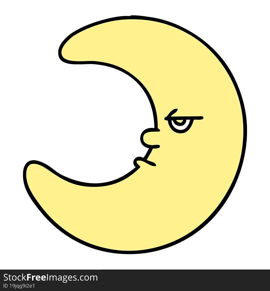 Cartoon Moon Looking Tired