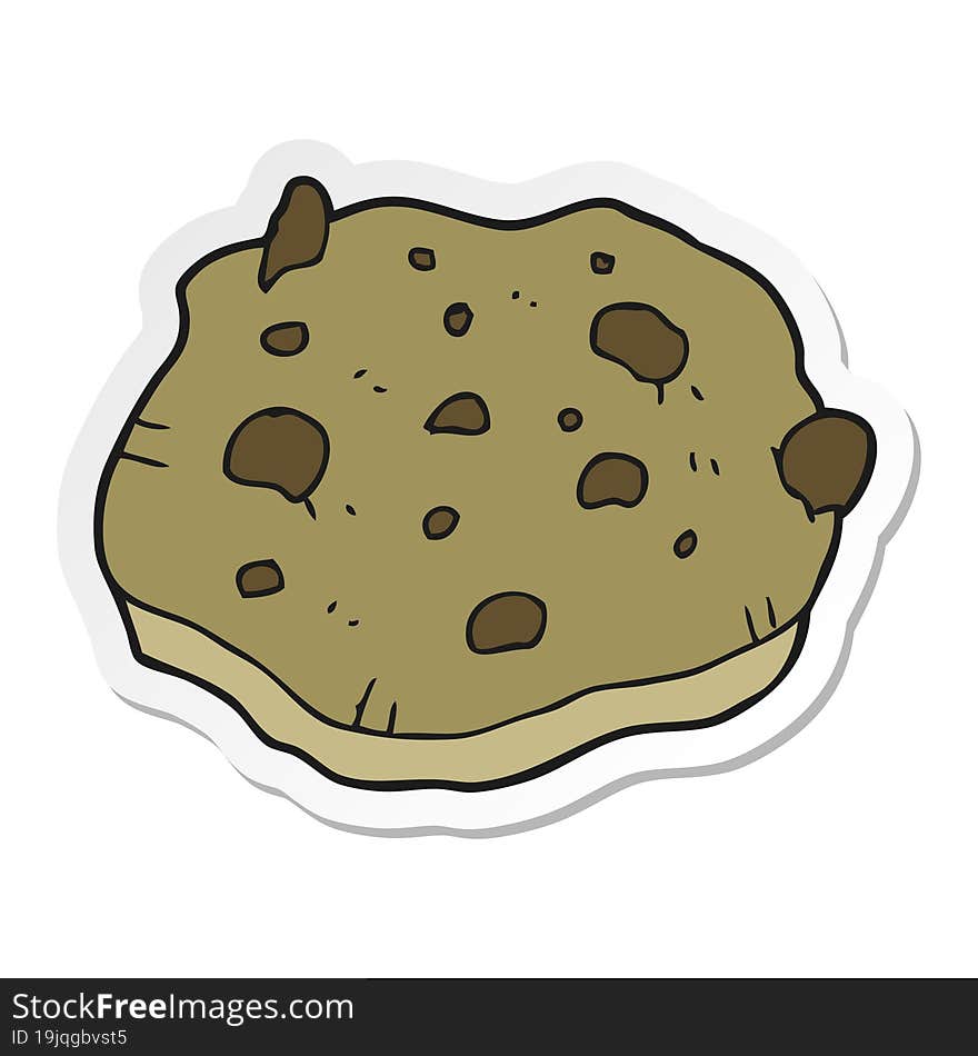 Sticker Of A Cartoon Chocolate Chip Cookie