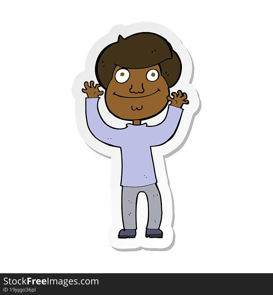 Sticker Of A Cartoon Happy Boy