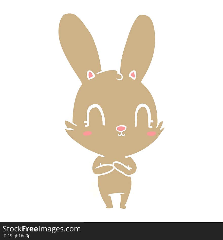 Cute Flat Color Style Cartoon Rabbit