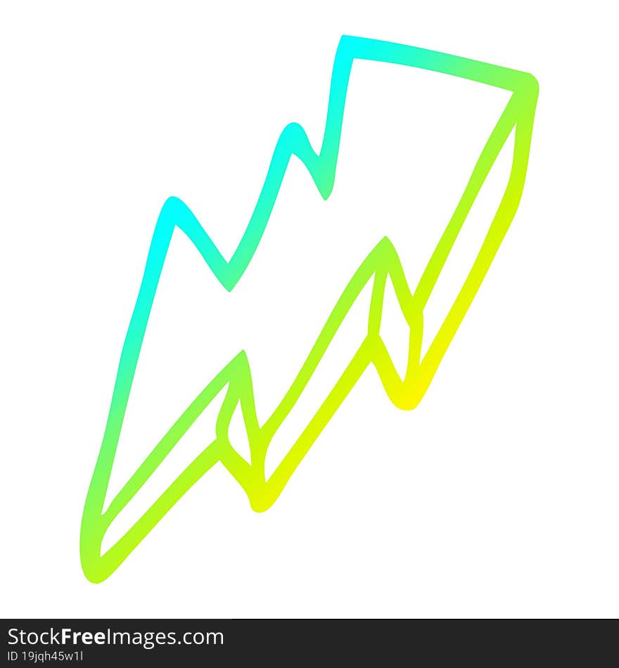 cold gradient line drawing cartoon lightning bolt symbol