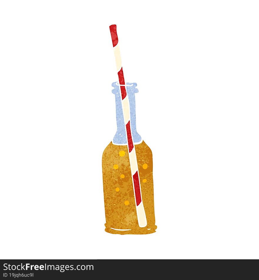 retro cartoon soda bottle and straw