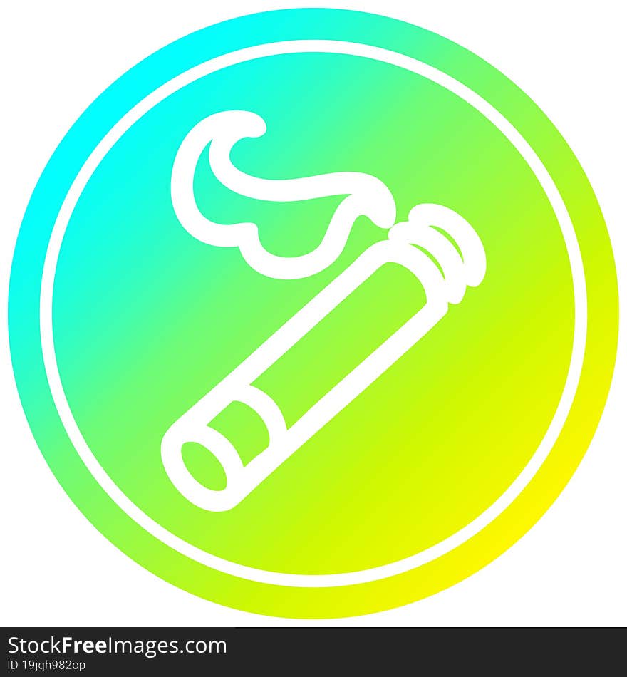 lit cigarette circular in cold gradient spectrum