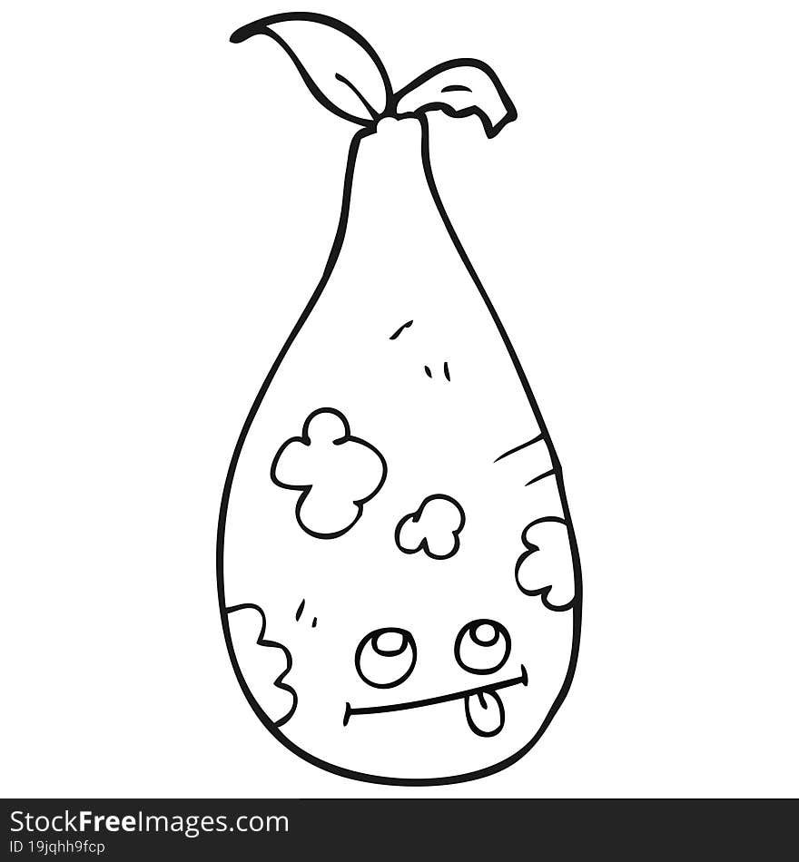 black and white cartoon pear