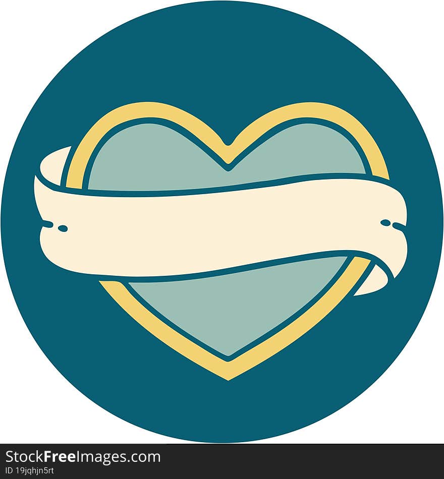 iconic tattoo style image of a heart and banner. iconic tattoo style image of a heart and banner