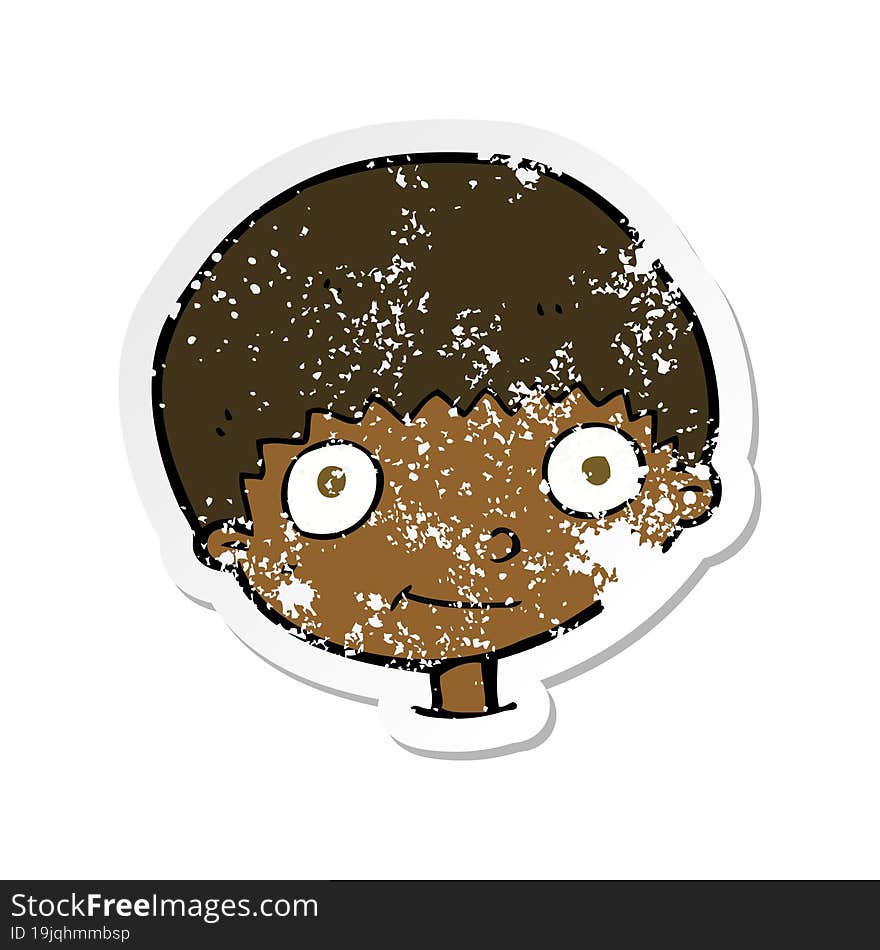 retro distressed sticker of a cartoon happy boy