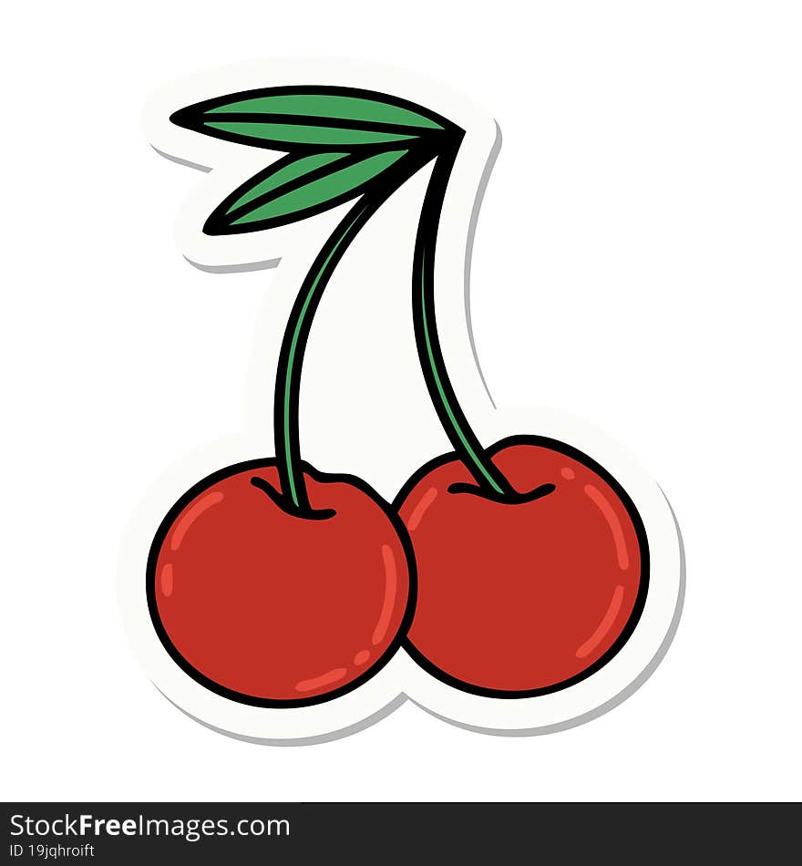 tattoo style sticker of cherries