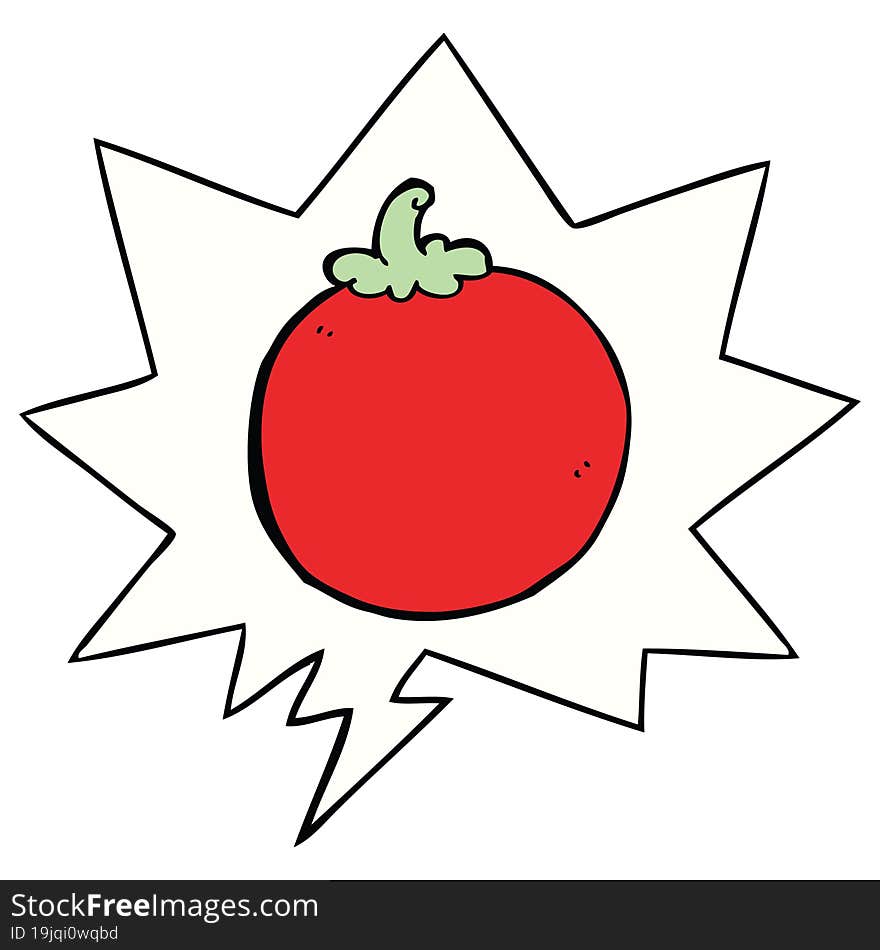 cartoon tomato and speech bubble