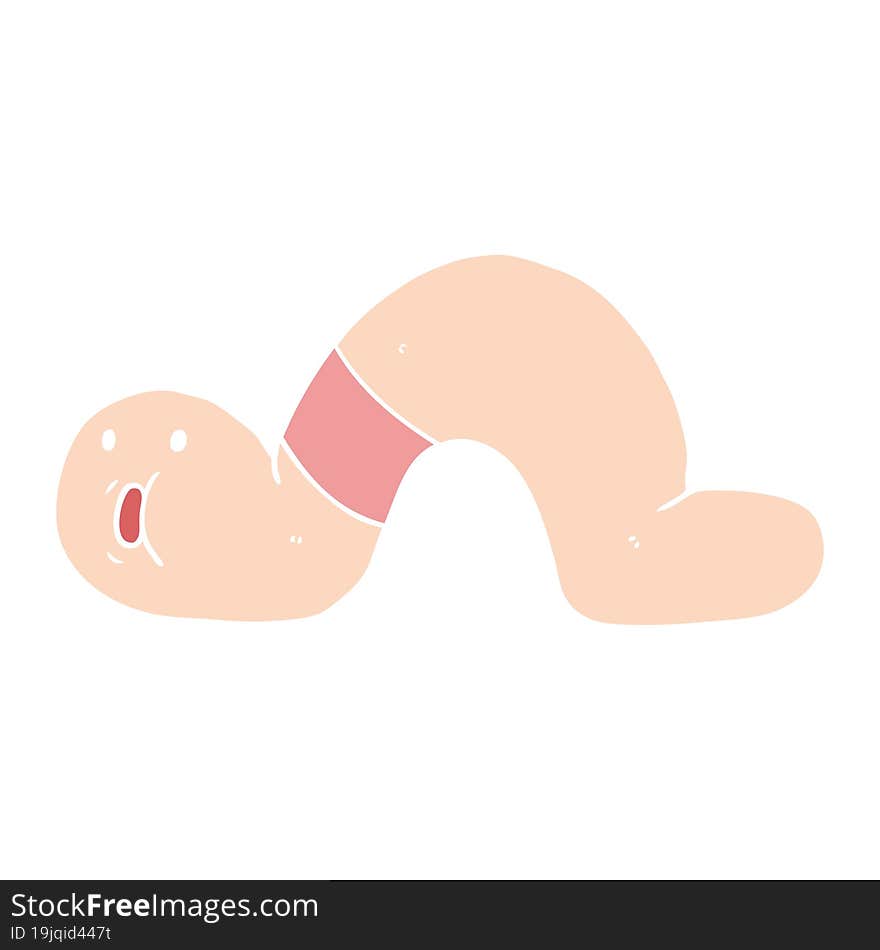 flat color style cartoon surprised worm