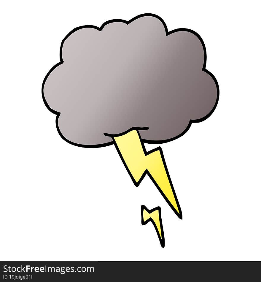 cartoon doodle storm cloud with lightning