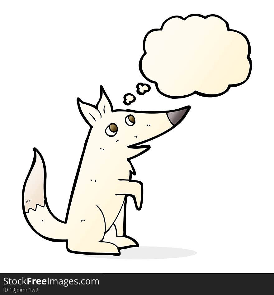 Cartoon Wolf Cub With Thought Bubble